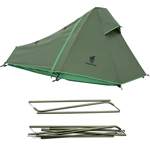 GEERTOP Ultralight Backpacking Tent for 1 Person and Replacement Tent Poles Bundle