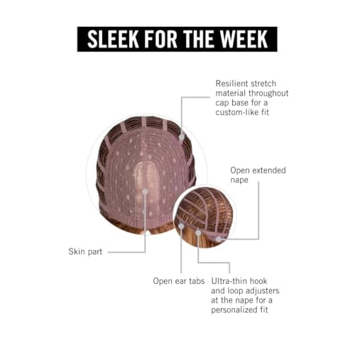 Hairuwear Hairdo Sleek For The Week Straight Asymmetrical Shoulder Length Wig, Average Cap, SS14/88 Rooted Golden Wheat