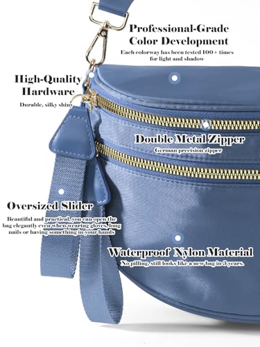 Pure Colour Crossbody Bag Bum Bag for Women,Spacious Purse Fanny Packs Belt Bag,Oversized Bum Bag (Colour Bum Bag-Monet Blue)