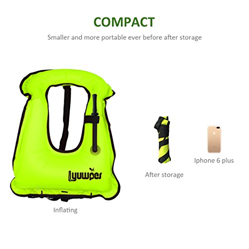 Lyuwpes Inflatable Snorkel Vest Adult Snorkeling Jackets Free Diving Swimming Safety Load Up to 220 Ibs