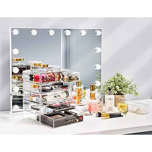 Sorbus Acrylic Makeup Organizer Set, 6-Drawer Vanity & Countertop Cosmetic Storage with Small & Wide Drawers, Clear Makeup Storage for Brushes, Lipsticks, Jewelry ? Holiday Gift for Women & Teens