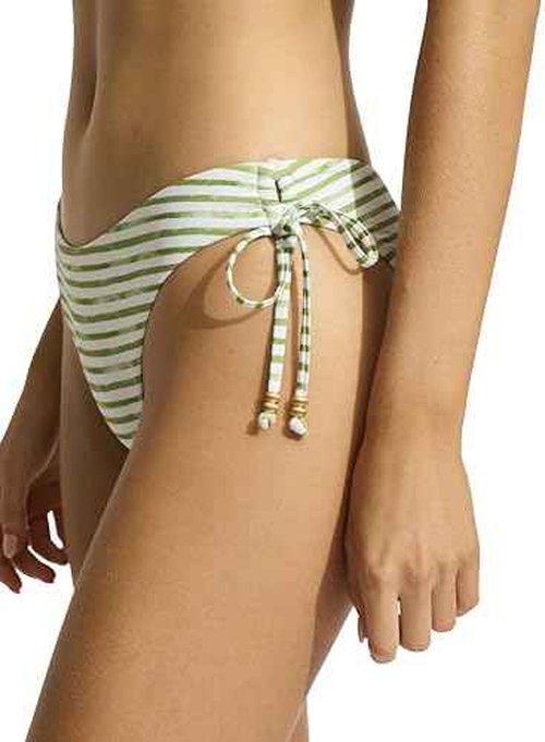 Seafolly Women's Standard Loop Tie Side Hipster Bikini Bottom Swimsuit, Isla Palm Sage