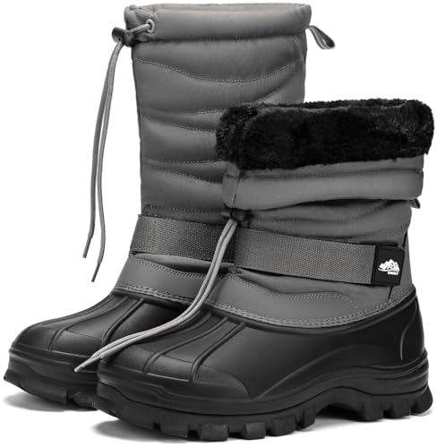 Kricely Men's Snow Boots Waterproof Non-Slip Outdoor Hiking Athletic Warm Fur Boot Comfortable Causual Cold-Weather Boots