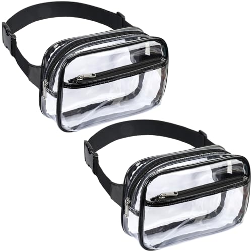 Packism Clear Fanny Pack Stadium Approved - Plus Size Wiast Range 35" - 51", 2 Pack Clear Belt Bag for Women Men Transpare...