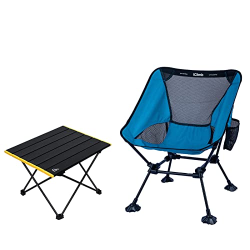 iClimb 1 Anti-Sinking Large Feet Chair and 1 Folding Table Bundle, Ultralight Compact for Single Adult Outdoor Backpacking...