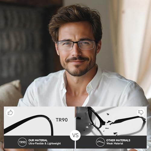 AIMISUV 6Pack Reading Glasses Men,Spring Hinge Blue Light Blocking Readers,Anti Eyestrain Computer Magnifying Eyeglasses
