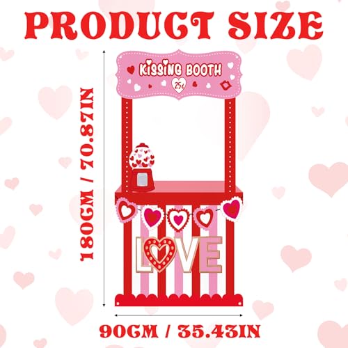 Chunful Valentine's Day Photo Booth Life Size Chalkboard Kissing Booth Standup Kit 58 Inches Fabric Large Valentines Day P...