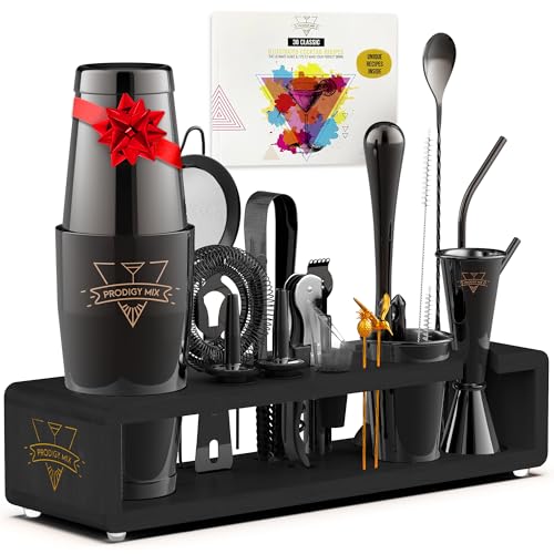 Elite Mixology Bartender Kit 20-Piece Boston Cocktail Shaker Set for Mixing with Stand- Indestructible Bar Accessories Bar...