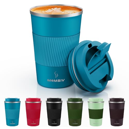 MOMSIV 12oz Travel Mug, Insulated Coffee Cup with Leakproof Lid, Travel Coffee Mug Vacuum Stainless Steel Double Walled Re...