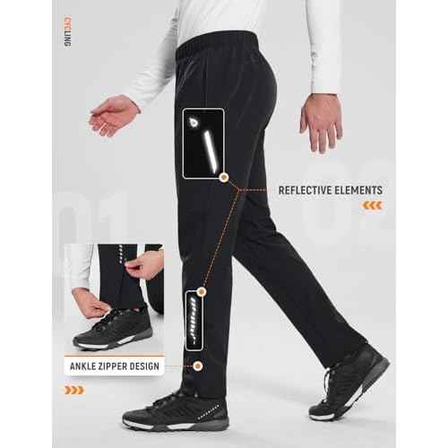 baleaf Men's Winter Cycling Running Pant Water Resistant Fleece Mountain Bike Pants Cold Weather Gear Windproof