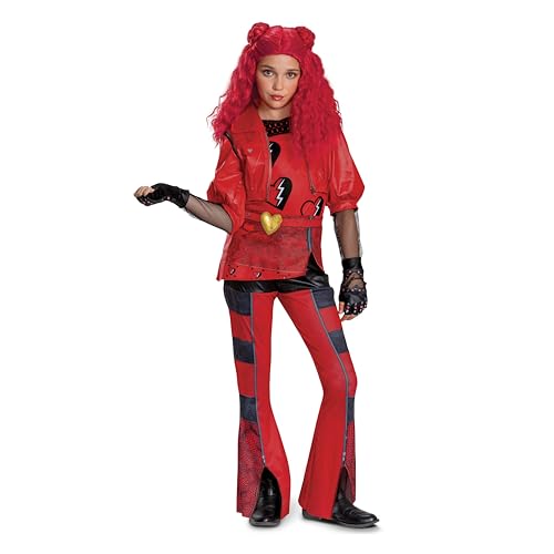 Disguise Girls Descendants Red Deluxe Costume, Official Disney Descendants the Rise of Red Costume Jumpsuit, Wig Not Included