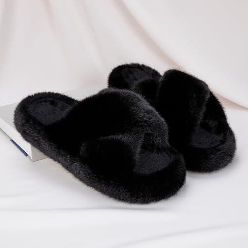 Open Toe Slippers Women's House Slippers Memery Foam Bedroom Slippers Cross Band Slippers for Indoor and Outdoor