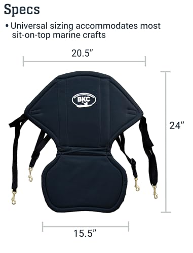 BKC UH-KS222 Universal Sit-On-Top Soft Padded Kayak Seat and Backrest with Water Bottle Pouch for Fishing/Kayaking/Raftin...