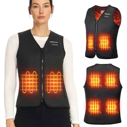 KEMIMOTO Womens Heated Vest, Electric Warming Vest,V Neck with Inner Pocket Lights-out Design(Battery Not Included)
