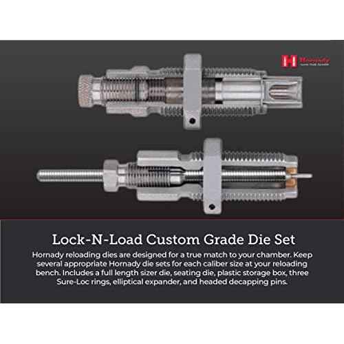 Hornady Custom Grade New Dimension 2-Die Set, 7MM PRC (.284) (546313)- Caliber Specific Reloading Equipment for Handloaders with Full Length Sizer Die, Seating Die, Sure-Loc Rings, & Storage Box
