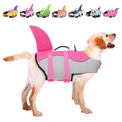 ASENKU Dog Life Jacket - Pet Safety Vest for Swimming & Boating, Shark Life Jacket with Floatation, Dog Lifesavers Swimsui...