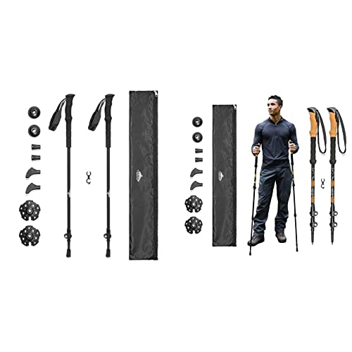 Cascade Mountain Tech Trekking Poles - Ultralight 2 Piece Carbon Fiber Walking or Hiking Sticks & Trekking Poles - Aluminu...