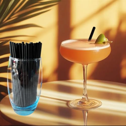 YAOSHENG [250 Count] 8.27 Inch Cocktail Stirrers Black Straws Coffee Plastic Sip Stir Swizzle Sticks for Coffee,Cocktail,P...