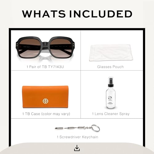 Tory Burch TY7143U SQUARE Shape Sunglasses with eSHADES Luxury Eyewear kit Bundle