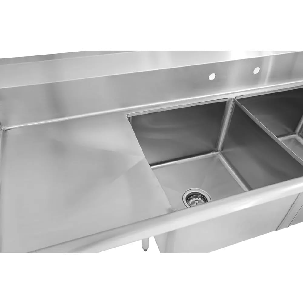 Kratos 29N-006-Commercial NSF 2 Compartment Sink -Commercial NSF 18"Wx18"Lx12"H Bowl Size - (2) 18" Drain Boards