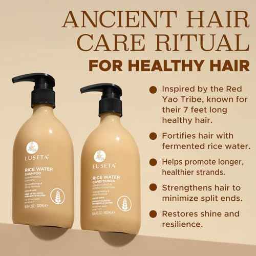 Luseta Rice Water Shampoo and conditioner Set Strengthening & Nourishing Revitalizes Shine for All Hair Types Hydrating & Frizz Control for Women and Men 16.9oz*2