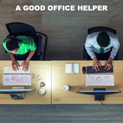 TSJ OFFICE Small Desktop Whiteboard -Glass Dry Erase Board Computer Keyboard Stand White Board Surface Pad with Drawer, De...