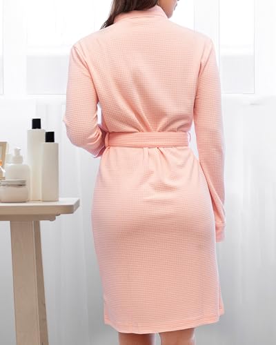 NY Threads Women's Robe Soft Knit Waffle Bathrobe Lightweight Knee-Length Loungewear