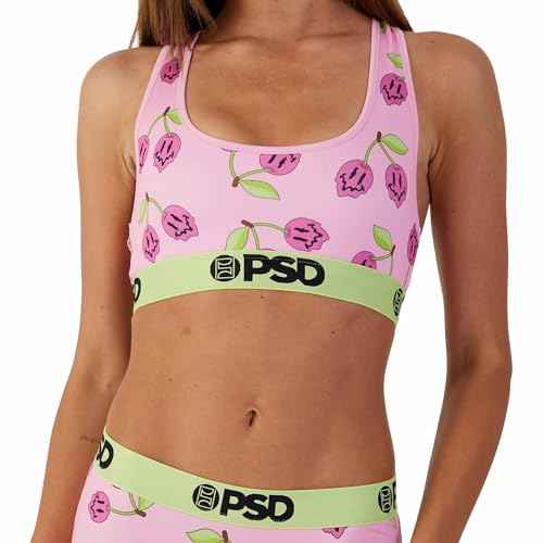 PSD Womens Sports Bra ? Wild Trip 3-Pack, Comfortable Medium Support Sports Bras for Women Pack, Womens Racerback Sports Bras Multipack, Large