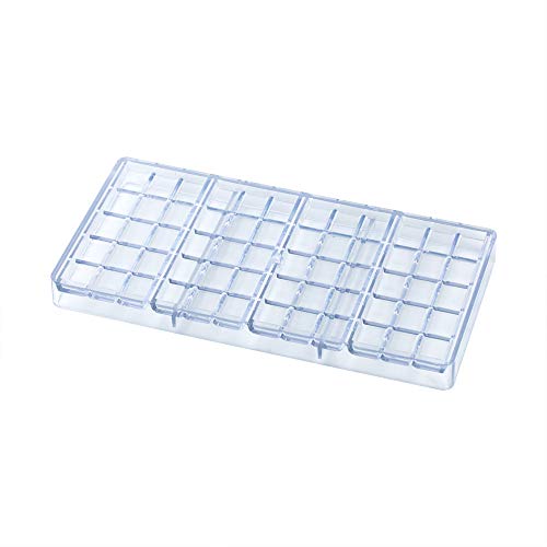 Pastry Tek 10.8 x 5.3 Inch Chocolate Bar Mold, 1 Break-Apart Chocolate Mold - 4 Cavities, Freezer-Safe, Clear Polycarbonat...