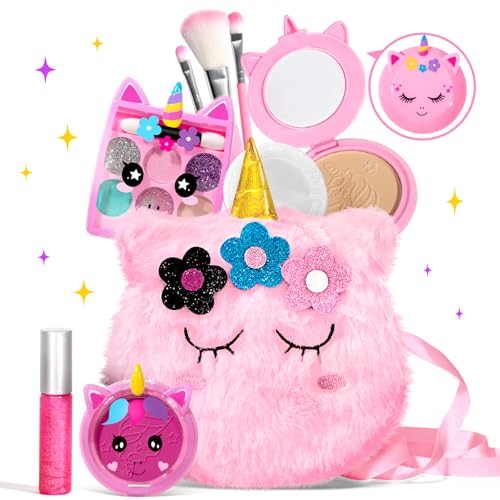 ULOVEME Kids Real Makeup Kit for Little Girls - Real, Non Toxic, Washable Make Up Toy - Umicorn Toys Gift for 3 4 5 6 7 8 ...
