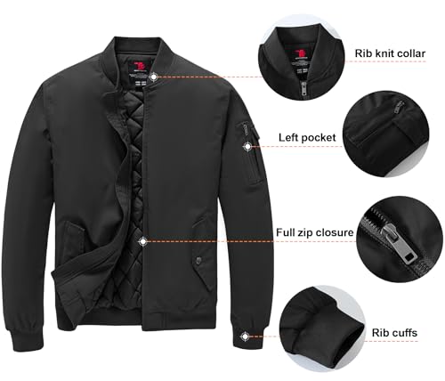 Gopune Men's Windproof Bomber Jacket Warm Water Resistant Windbreaker Winter Outwear Quilted Jackets Coats
