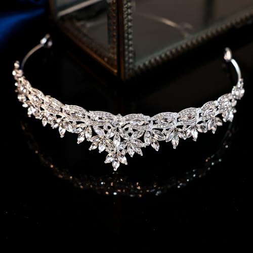 Silver Crystal Princess Queen Tiara - Bride Rhinestone Crowns Headband for Women Wedding Birthday Halloween Prom Pageant P...