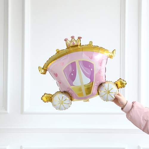 PageebO Princess Balloon Garland Arch, 154Pcs Pastel Blue Pink Purple Gold Balloons with Castle Carriage Star Foil Balloon...