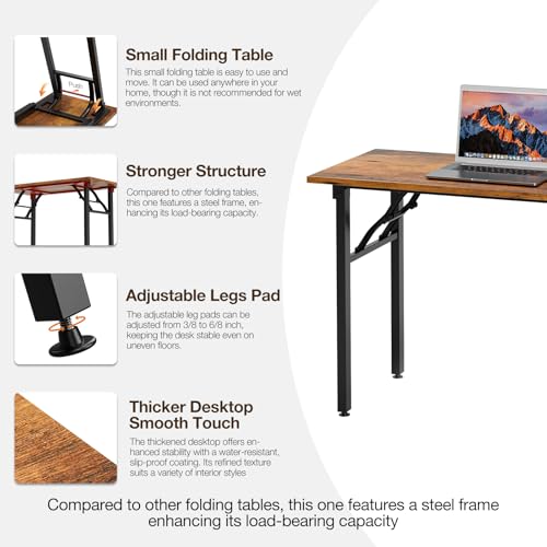 TEMI Small Computer Desk Folding Table - 35.8" Foldable Office Desk, No Assembly, Perfect for Small Spaces in Bedroom, Dor...