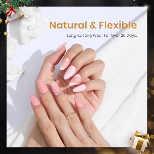 Beetles Gel Nail Extension Kit Almond Shape, Easy 9 in 1 Glue Uv Led Set Etch X Nail Tips Short Almond Half Matte Tips, Gi...