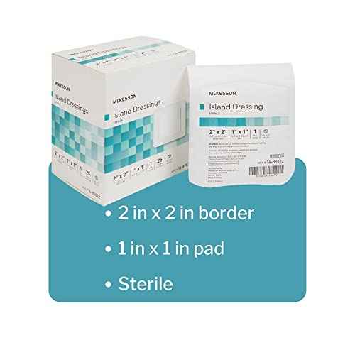 McKesson Island Dressings, Sterile, Dimension 2 in x 2 in, Pad 1 in x 1 in, 25 Count, 1 Pack