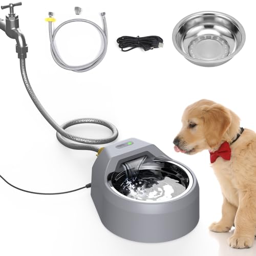 BENTOPAL Dog Water Fountain Auto Filling Dog Water Dispenser Connect Water Supply, USB Supply Auto Replenish Water Dog Bowl
