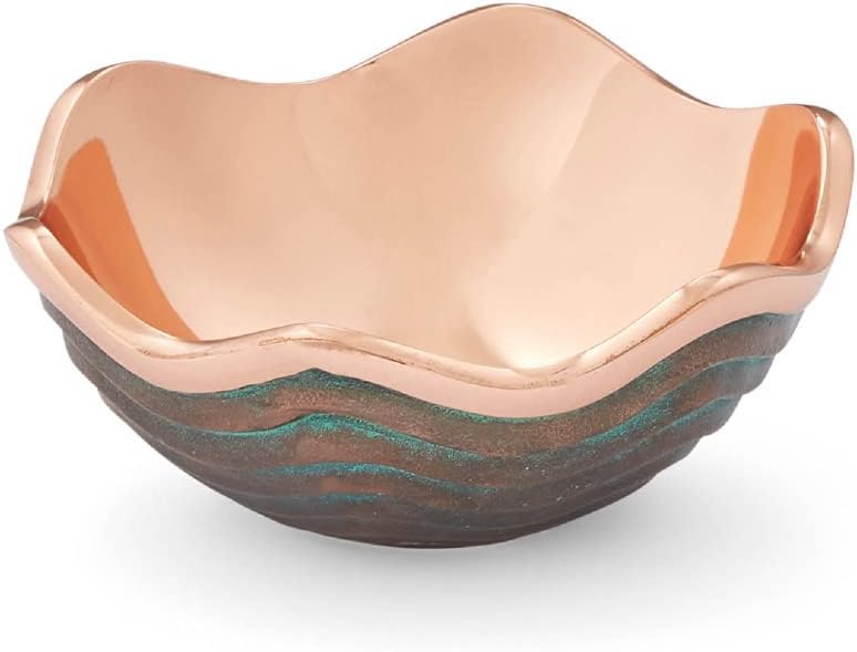nambe Small Copper Canyon Bowl | 6-Inch Fruit or Snack Bowl for Kitchen Counter, Table, Mantel Décor | Decorative Scalloped Edge Vegetable Basket | Salad Serving Bowl | 16-Ounce