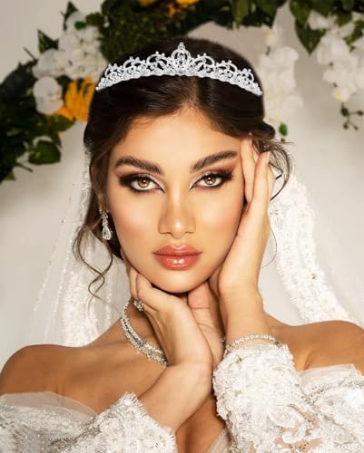 TOBATOBA Tiaras for Women Crystal Silver Bridal Tiara Wedding Tiaras for Bride, Princess Quinceanera Crown Birthday Prom P...