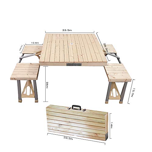 STONCEL Folding Table and Chairs Set, Portable Picnic Table with 4 Seats for Outdoor Camping Picnic BBQ, Party and Dining(...