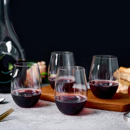 FOCUSLINE 20 Pack 16 Oz Plastic Wine Glasses, Stemless Plastic Wine Cups Heavy Duty, Unbreakable Disposable Wine Glasses f...