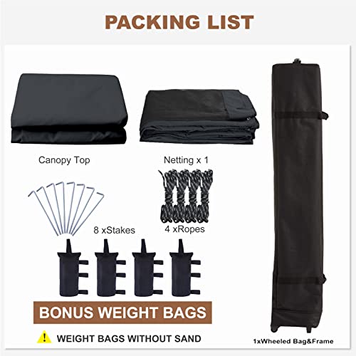 MASTERCANOPY Pop-Up Easy Setup Outdoor Canopy with Netting Screen Walls (10x10, Dark Gray)