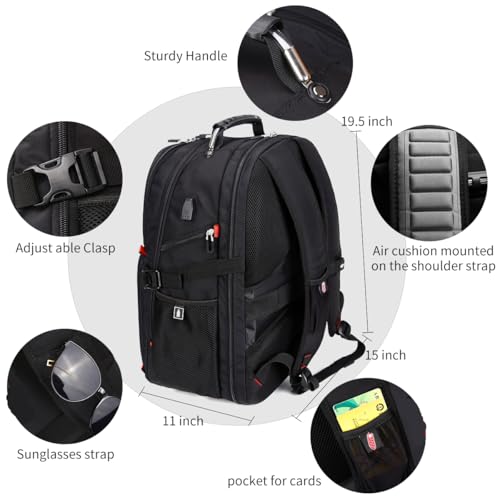 SHRRADOO Extra Large 50L Travel Laptop Backpack with USB Charging Port, College High School Backpack Airline Approved Busi...