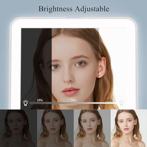 FUNTOUCH Rechargeable Travel Makeup Mirror with 72 Led Lights, Portable Lighted Beauty Mirror, 3 Color Lighting, Dimmable ...
