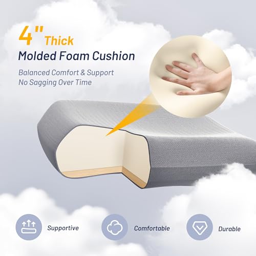 QLTPLUS Office Chair for Long Hours & Lower Back Pain Relief – 4" Molded Foam Cushion, Padded Lumbar Support, and Padded F...