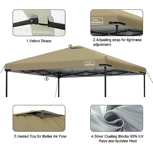 KAMPKEEPER Replacement Top Pop Up Canopy Tent Cover Roof with Air Vent and Adjustable Elastic Strap, Polyester UV Waterpro...