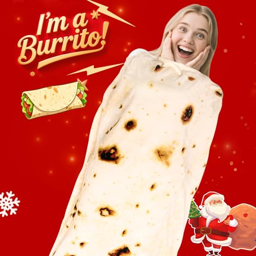 CASOFU Burrito Tortilla Throw Blanket 71 inches for Adult Kids, Novelty Tortilla Wrap Blanket Funny Gifts for Women Men Te...
