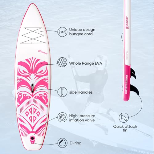 Inflatable Paddle Board,Stand Up Paddle Board Set, Extra Wide SUP Board with Removable Fin, Floating Paddle, Hand Pump, Wa...