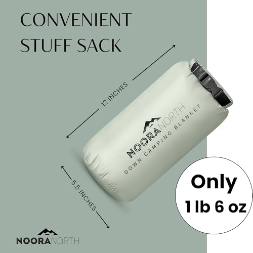 Noora North Down Camping Blanket with Footbox – Lightweight, Packable, Water Resistant Backpacking Quilt & Warm Puffy Comp...