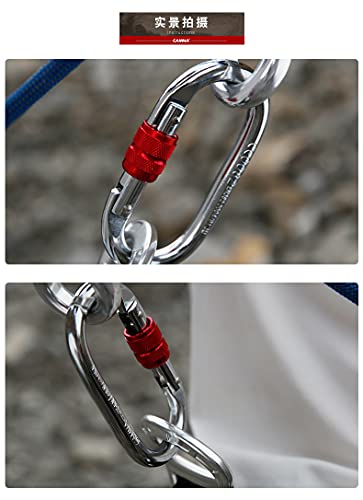 Heavy Duty Locking Climbing Carabiner Clip CE Rated 25 kN 5600 LB Rugged Terrain Approved Industrial Strength Twist Lock C...